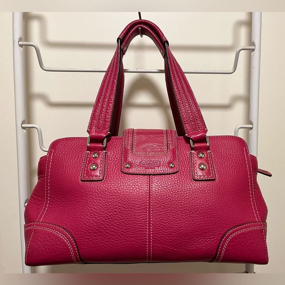 Coach pebbled leather handbag Dark fuchsia